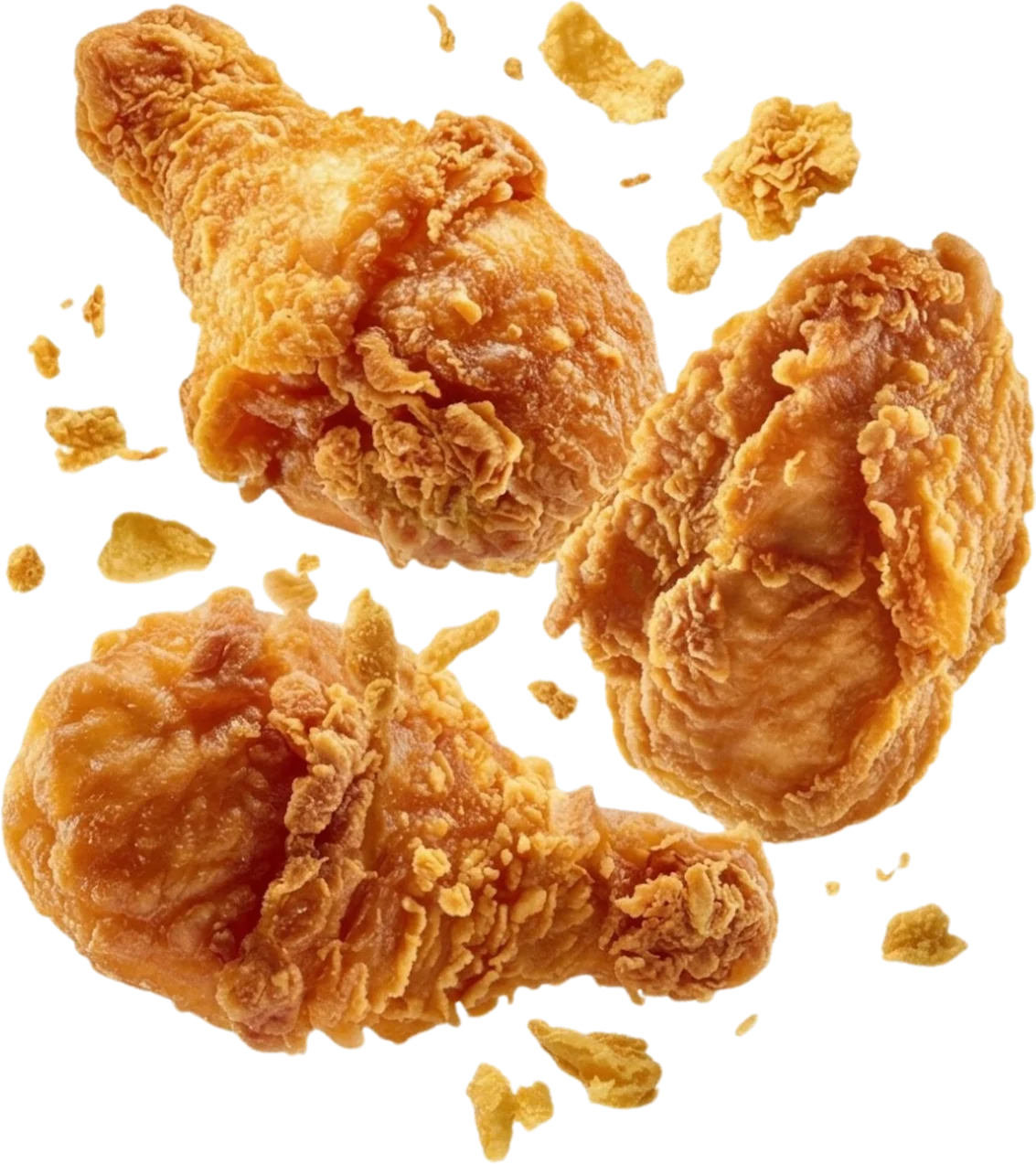 Presas de pollo broaster doradas y crujientes